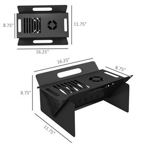 Tavolino da Caffè 3 in 1 con Braciere a Legna Nero, Montaggio Rapido e Borsa per il Trasporto, per Uso Esterno e Installazione Termica - Product Image 3