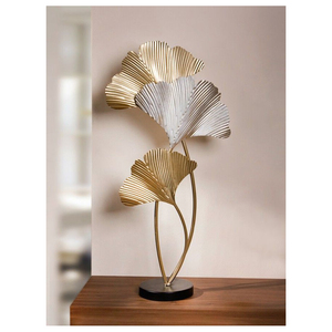 Gold Plated Ginkgo Leaf Sculpture Contemporary Artistic Tabletop Decor for Living Room - Product Image 1