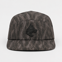 Topi Camo 5 Panel Kustom Berkualitas Tinggi Grosir, Topi Olahraga Luar Ruangan dengan Logo Bordir Kustom untuk Streetwear