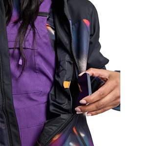 Chaqueta Impermeable Cortavientos para Esquí y Snowboard para Mujer, Azul Marino, Negro, Morado, Naranja, Blanco, Estampado Abstracto, con Capucha y Cierre Completo - Product Image 4