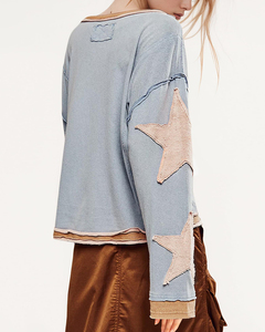 Sudaderas de Felpa Gruesa con Estampado de Estrellas, Estilo Urbano, Holgadas, de Manga Larga, para Primavera y Otoño, Cómodas, de Algodón - Product Image 5
