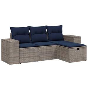 Ensemble de canapés de patio en polyrotin gris 4 pièces avec coussins, ensembles de jardin - Product Image 2