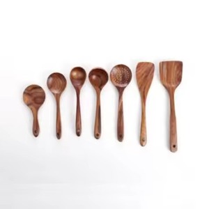Juego de 5 utensilios de madera de teca de tamaño graduado, espátula ranurada, cuchara para arroz, utensilios de madera para sartenes antiadherentes, los más vendidos - Product Image 6
