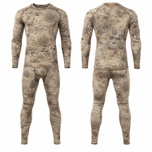 Ensemble de vêtements de chasse camouflage à manches longues pour hommes, en polyester et élasthanne respirant, sous-vêtements longs, équipement de plein air pour le printemps - Product Image 1