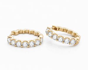 14K Yellow Gold Plated Luxury Moissanite Pave Setting Brilliant Cut <b>Hoop</b> <b>Earrings</b> GRA Certified Women's Engagement Gift - Product Image 4