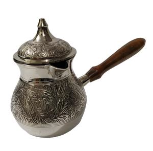 Cafetera Turca de Latón Grabado con Asa de Metal Fundido Tradicional, Olla Cezve Resistente, Utensilios para Café Griego Briki, Venta al por Mayor - Product Image 1