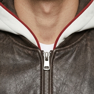 Sweat à capuche en cuir véritable pour homme avec fermeture éclair intégrale sur le devant, poches latérales, manches longues, OEM - Product Image 5