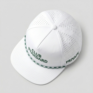 Casquette Snapback Hip Hop personnalisée à 5 panneaux, maille perforée découpée au laser, broderie 3D en relief, visière plate, logo réglable, OEM, sport et décontracté - Product Image 3