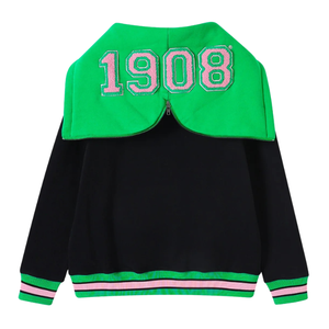 Sudadera con Capucha Unisex AKA Black Prep, Sudadera con Capucha Negra y Verde, Sudadera de Forro Polar Premium, Ropa Casual de Estilo Griego - Product Image 2