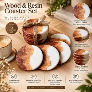 Ensemble de 6 sous-verres en résine de bois de manguier pour tasses à thé, à café et mugs |   Sous-verres ronds pour table à manger, décoration de la maison et du bureau, et idéal pour offrir - Product Image 4