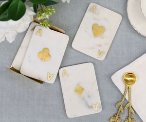 Handcrafted Marble Stone <b>Coaster</b> Set Heat Resistant Modern Design Durable <b>Drink</b> <b>Coasters</b> for Coffee Tea Wine Glasses Dining - Product Image 2
