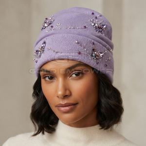 Großhandel Unmarkierte Wollmischung Strass/Edelstein Mützen mit Original-Schmuckdesigns Hohe Qualität für Mode-Einzelhändler - Product Image 4