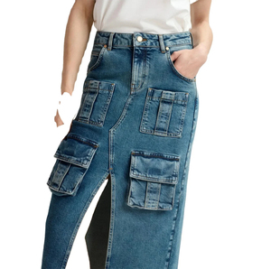 Wholesale New Style For Girls Denim Skirts Best Fashion High Quality New Design Cotton Denim Skirts For Sale Made In Pakistan - Product Image 4