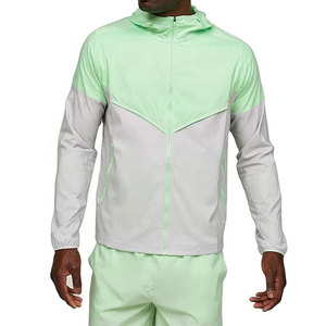 Ensemble de veste à capuche pour homme, respirant, séchage rapide, tricoté, sportif, streetwear, shorts d'été, vert et blanc - Product Image 4