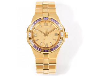 Reloj Mecánico Automático de Lujo con Esfera Dorada y Moissanita para Hombre, Ideal para Banquetes y Reuniones Empresariales - Product Image 1