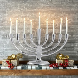Candelabro de menorah de 9 brazos Brillante De plata sólida personalizado precio bajo tendencia nuevo diseño hecho a mano mejor Metal sin llama - Product Image 1