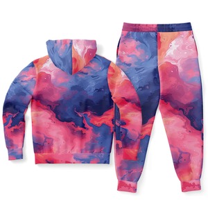 Winter Hot Sale Men's Streetwear Hooded Solid Sublimation Fleece Elastic Waist Heavyweight 100% <b>Polyester</b> <b>Tracksuit</b> Sets - Product Image 4