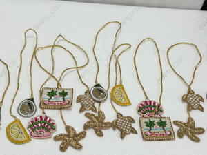 Wholesale Handmade Cotton Beaded Beach <b>Bag</b> <b>Charm</b> Coastal Hanging Ornament Purse Keychain Accessory OEM ODM Private Label Durable - Product Image 2