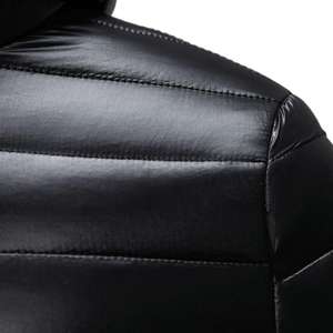 Blouson matelassé personnalisé pour homme en coton brillant, avec empiècements sur le devant, coupe-vent, respirant, col montant, idéal pour l'automne, OEM - Product Image 4