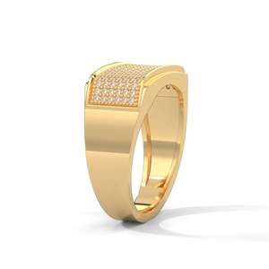 Men's Yellow <b>Gold</b> Lab Grown Diamond Wide <b>Ring</b> Brilliant Cut Bezel <b>Set</b> Band for Ceremonies and Daily Wear - Product Image 2