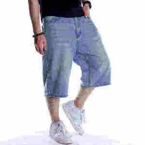 Fast Shipping Men Fashionable Lightweight Plus Size Casual Denim Shorts Mid Waist Summer Wear Denim Shorts - Product Image 4