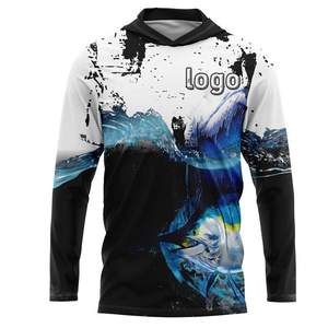 Camisa de Pesca con Capucha de Manga Larga para Hombre, Impresión por Sublimación, Protección UV UPF 50, Top Deportivo para Exteriores, Diseño con Estampado Azul - Product Image 1