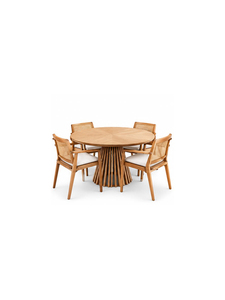 Modern Solid Wood Armchair with Cane Backrest and White Cushion Scandinavian Style Accent <b>Chair</b> for Home Living <b>Room</b> Furniture - Product Image 1