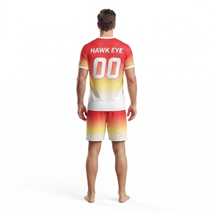 Ensemble de maillot de football sublimé pour homme Hawk Eye, col en V, manches courtes, couleur dégradée, évacuation de l'humidité, coupe athlétique, toutes saisons - Product Image 3