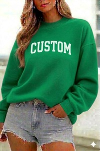 Sweat-shirt oversize à col montant pour femme en molleton doux et épais en coton bouclette, avec logo brodé sur le devant - Product Image 2