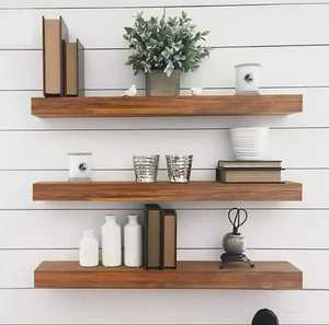 2 Tier Hanging <b>Wood</b> Floating Wall Shelf Cotton Rope <b>Triangle</b> Storage Display Rack Living Room Wall Mounted Ledge Organizer - Product Image 4