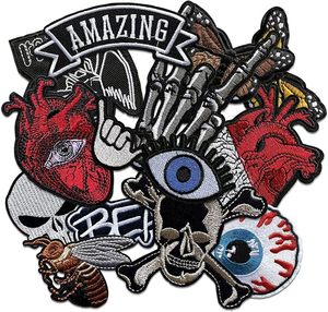 Iron-On Embroidered Patch Raven On <b>Skull</b> Irregular Shape Nonwoven Felt Cloth Decoration <b>Gifts</b> - Product Image 4