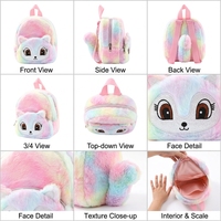 Sac à dos enfant en peluche éclatant motif écureuil arc-en-ciel OEM ODM, mini sac de maternelle scintillant, certifié CE UKCA ASTM EN71, idéal comme cadeau