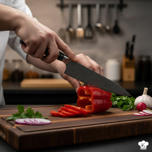 Collection de couteaux de chef faits à la main en acier Damas, forgés avec des lames affûtées et confortables, pour une cuisine élégante. - Product Image 5