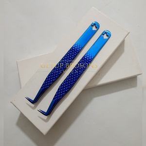 Pinzas para Extensión de Pestañas GETUP BROSONS IMPEX Blue Plasma de 90 Grados, Acero Inoxidable, Punta Suave, Herramientas de Precisión, Duraderas - Product Image 6