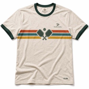 เสื้อยืดพิมพ์ลายวินเทจสำหรับเล่นพิคเคิลบอล สีโอ๊ตมีล ผ้าผสมสามชนิด ลายทางเรโทร คุณภาพสูง - Product Image 2