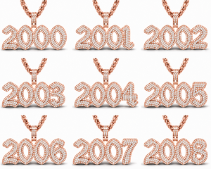 Premium 925 Silver 2004 Number Pendant Diamond Look CZ Personalized Year Necklace For Men Women - Product Image 6