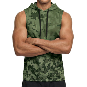 Débardeur de sport personnalisé pour homme à imprimé camouflage avec poche frontale – Vêtement de fitness et d'entraînement – Prix de gros - Product Image 1