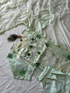 <b>Women</b> Light Green Floral Printed Kurti Pant Dupatta <b>Set</b> For Traditional Indian Pakistani Casual Wear Spring Cotton - Product Image 4
