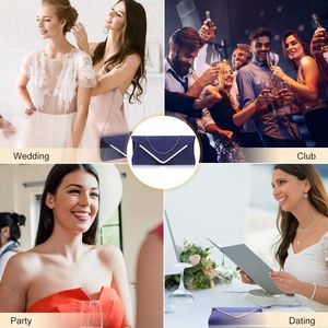 Bolso de mano suave para mujer, cartera tipo sobre para fiestas, bodas, citas - Cartera de noche portátil y delgada para eventos nupciales - Product Image 6