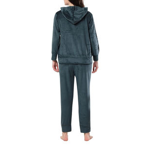 Conjunto Deportivo de Terciopelo para Mujer, Tallas Grandes, con Capucha y Cremallera, Color Sólido, Casual, Manga Larga, Pantalones Jogger, Ropa de Otoño, Corte Holgado - Product Image 2