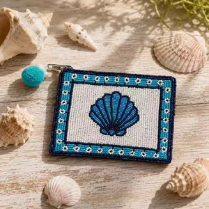 Handmade for Beaded Fish Pattern Zipper Coin <b>Purse</b> <b>Small</b> Pouch Rivet Pattern Fashion Wrist Strap Chain Pouch <b>Women</b> Customizable - Product Image 2