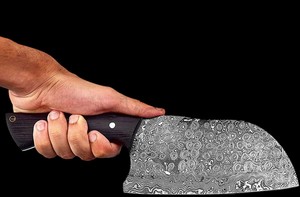 Personalized Handmade Rain Drop Pattern Damascus Steel Serbian Cleaver Chopper Butchers Knife Handmade Meat Cleaver Knife - Product Image 5