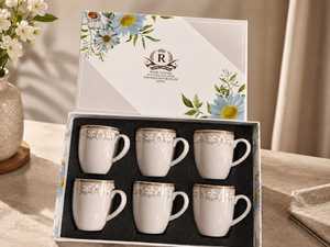 Luxury Modern Design Porcelain <b>Tea</b> <b>Cups</b> <b>Saucers</b> Color Glazed Ceramic Set ZamZam Industries 300mm Diameter for Weddings Parties - Product Image 6