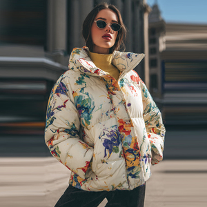 Chaqueta de plumón para mujer, ligera, acolchada, para invierno, con cuello alto. - Product Image 6