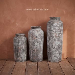 Vaso de Cerámica Rústico Vinculo S, Cilíndrico, Hecho a Mano, Color Gris Desgastado, Jarrón Alto Decorativo para Mesa, Venta al Por Mayor - Product Image 4