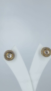 Luxury Fashion Earing Rodhium Gold Finish Round White Stone <b>Stud</b> <b>Earrings</b> Elegant Women Jewelry - Product Image 5