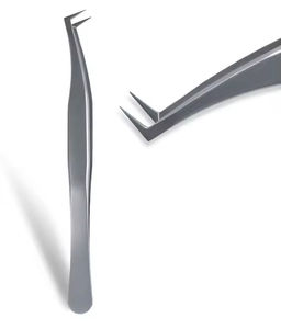 Pince à épiler professionnelle en acier inoxydable de haute qualité et durable avec pointe inclinée pour l'épilation des cils et des sourcils - Product Image 2