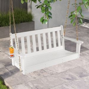 Dondolo da Giardino/Patio in HDPE da 54 Pollici con Portabicchieri per il Relax all'Aperto - Product Image 2