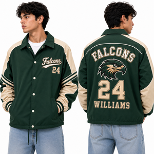Custom Sports Coach <b>Jacket</b> With Embroidered Team Graphics Player Number Windproof Nylon Training Coat - Product Image 6