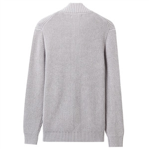 Cardigan épais à col montant zippé pour homme, en maille côtelée, chaud, avec poches, coupe ajustée, pull tricoté décontracté, gris - Product Image 2